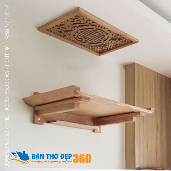 Báo giá bàn thờ treo tường gỗ sồi tại Hà Nội