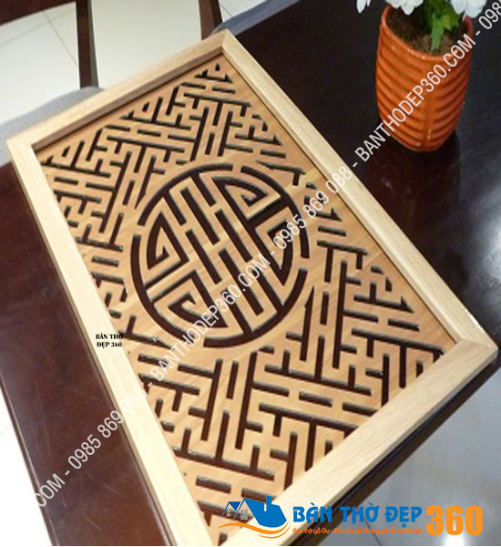 Tấm chống ám khói 41x61cm chữ THỌ màu vàng sồi cao cấp