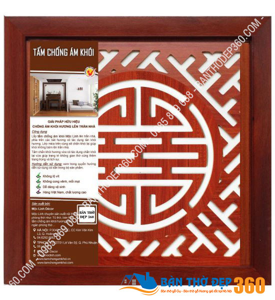 Bảng giá tấm chống ám khói chữ Thọ Màu Nâu Kích Thước 41x41Cm