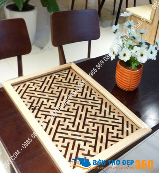 Tấm Chống Ám Khói Hương Bàn Thờ 41x61cm chữ Vạn vàng sồi Chắn 100% Khói