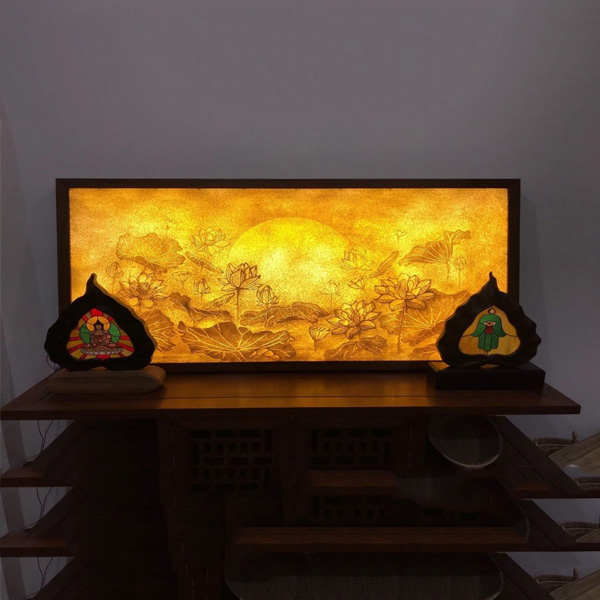 tranh trúc chỉ bàn thờ phật