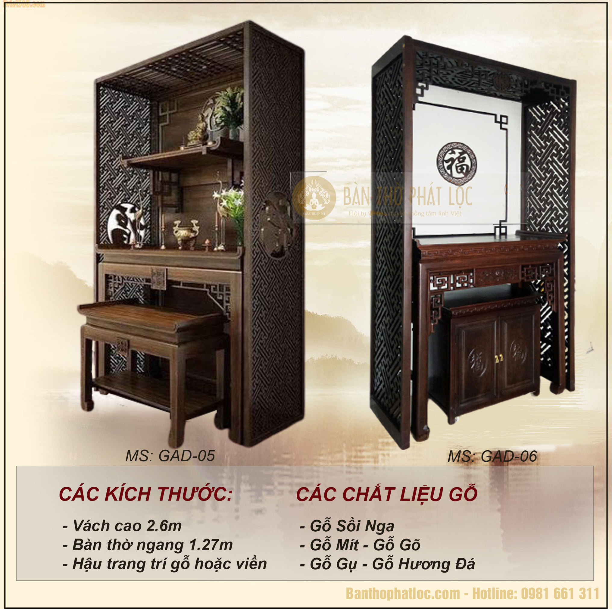 kích thước bàn thờ đẹp