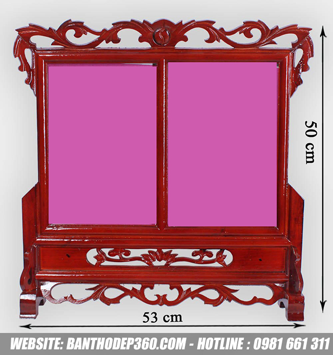 Khung hình thờ đôi gỗ hương cao cấp kích thước 50x53cm