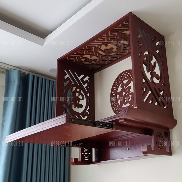 Mẫu bàn thờ treo tường có ngăn kéo tiên lợi, giá rẻ!
