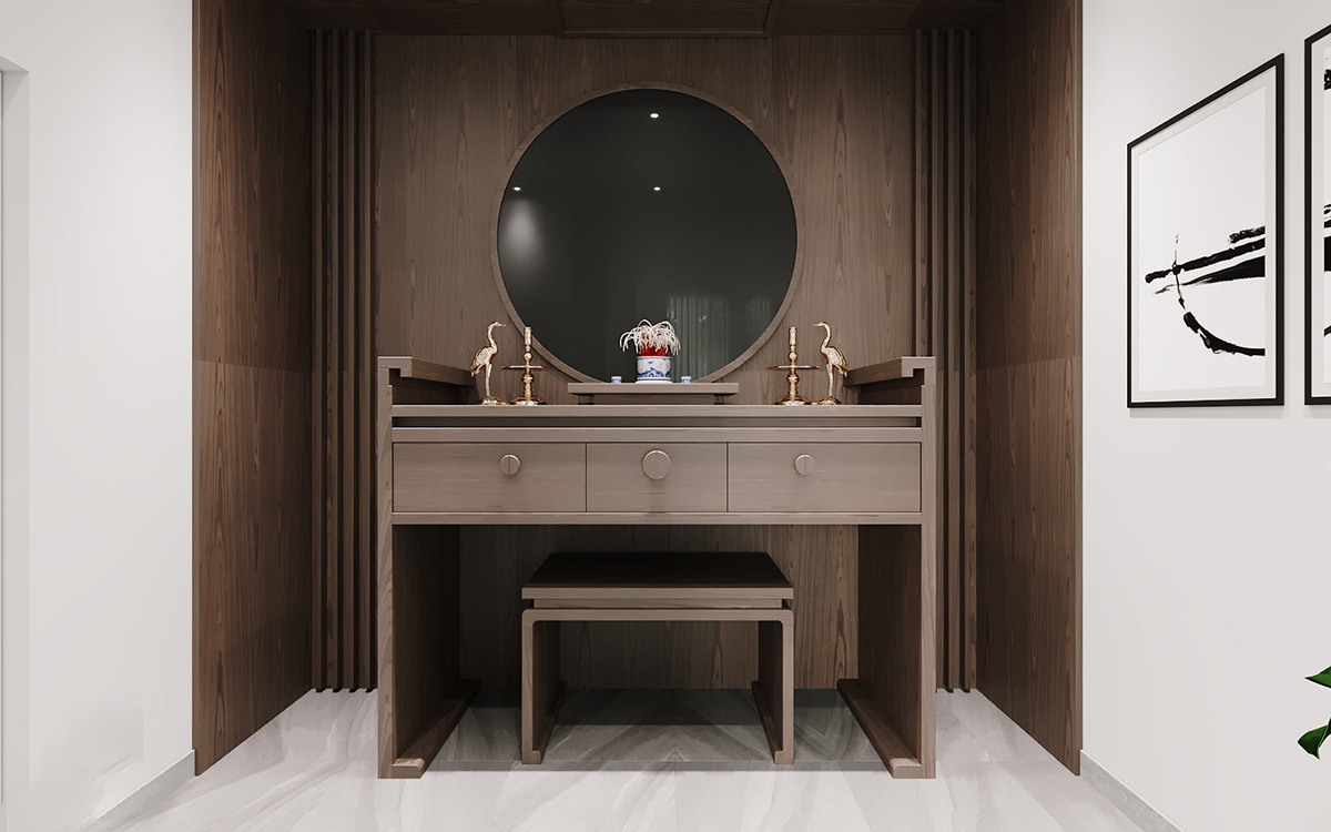 Bàn thờ đứng hiện đại: Sự kết hợp tinh tế giữa truyền thống và hiện đại